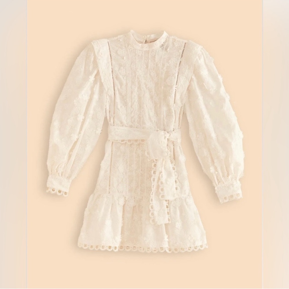 Farm Rio Off-White 3d Flower Pleated Mini Dress - Picture 13 of 13
